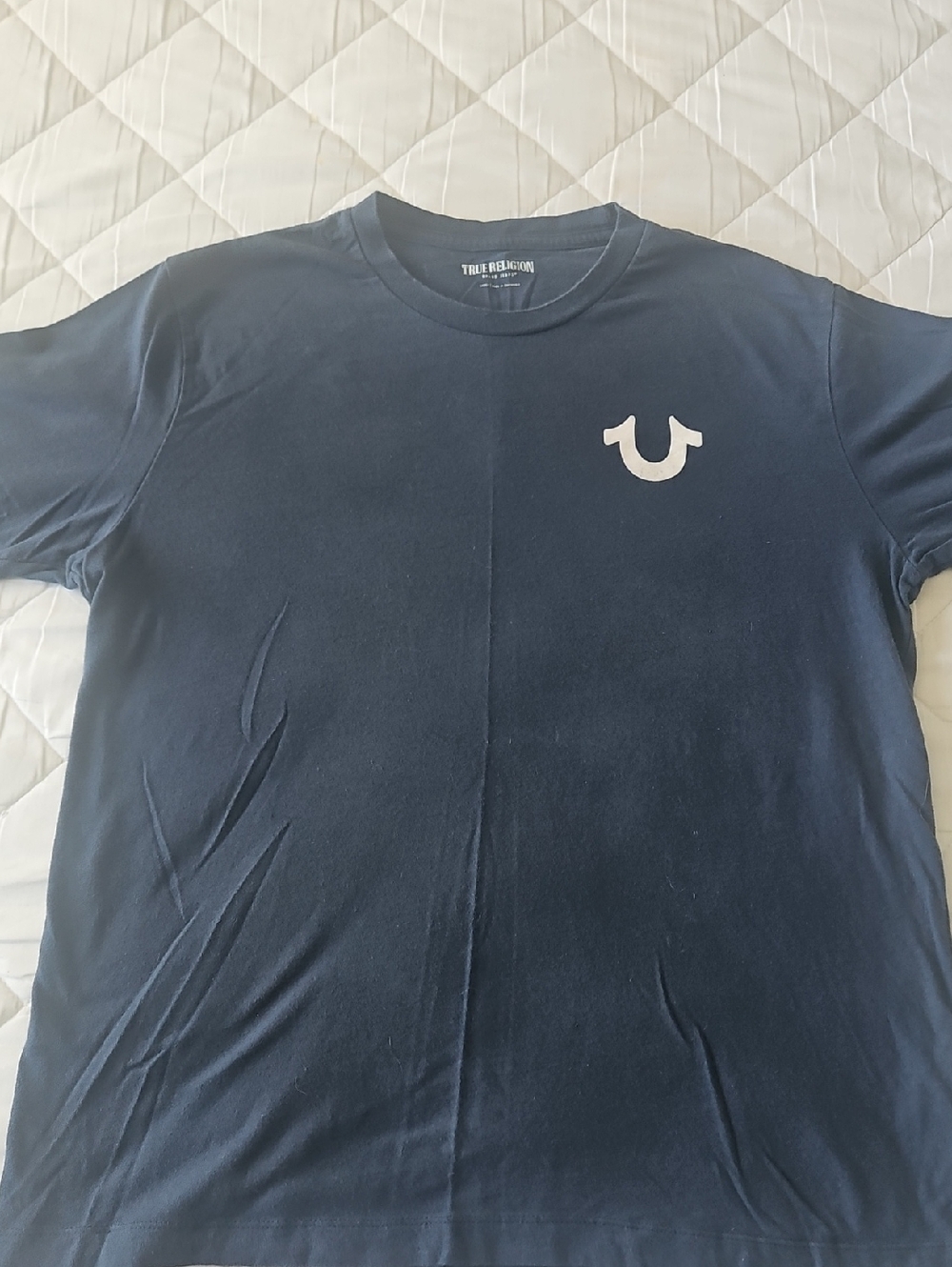 True Religion Navy Short Sleeve Tee with White Horseshoe